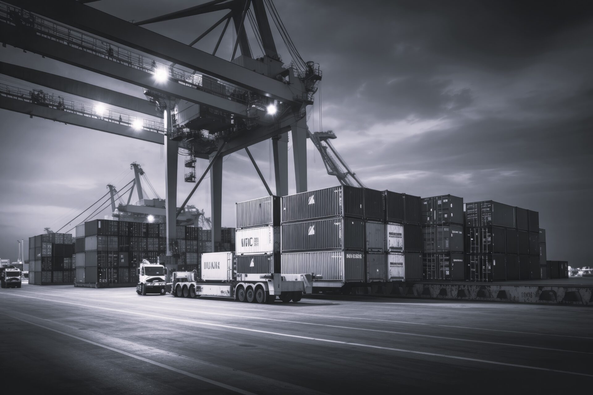 logistics-transportation-container-cargo-ship-cargo-plane-with-working-crane-bridge-shipyard-sunrise-logistic-import-export-transport-industry-background-ai-generative pb